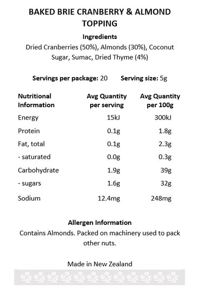 Baked Brie Cranberry and Almond Topping